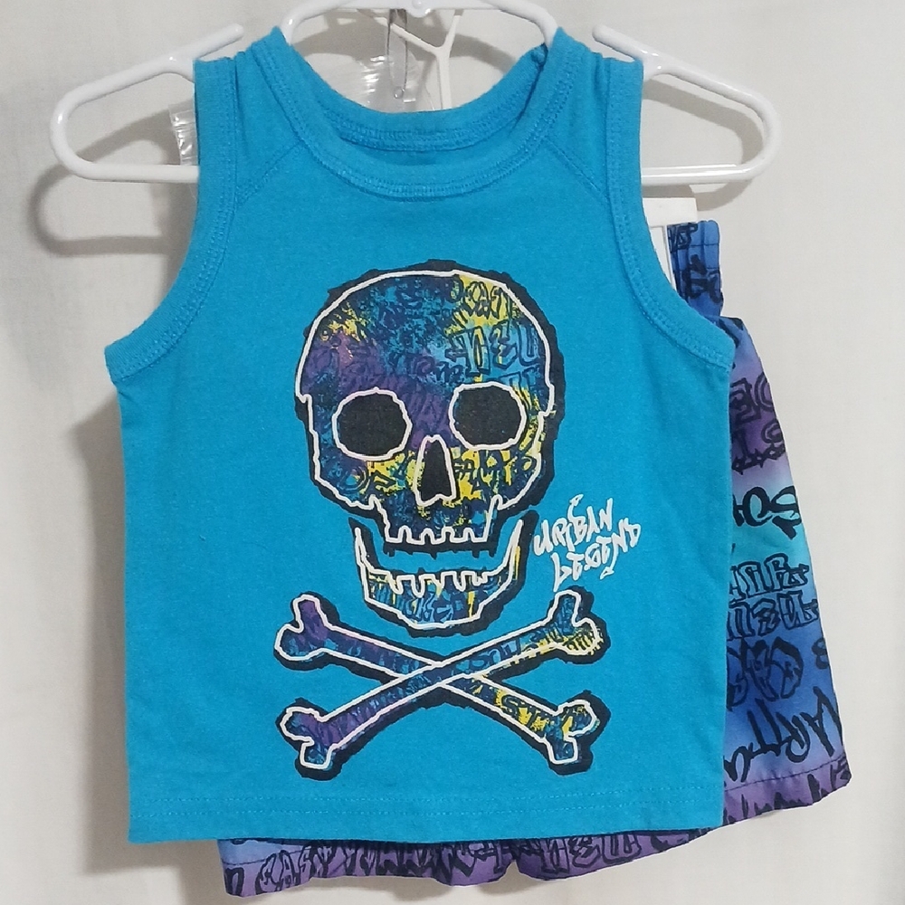 Healthtex Blue and Purple Skull Tank Top Set